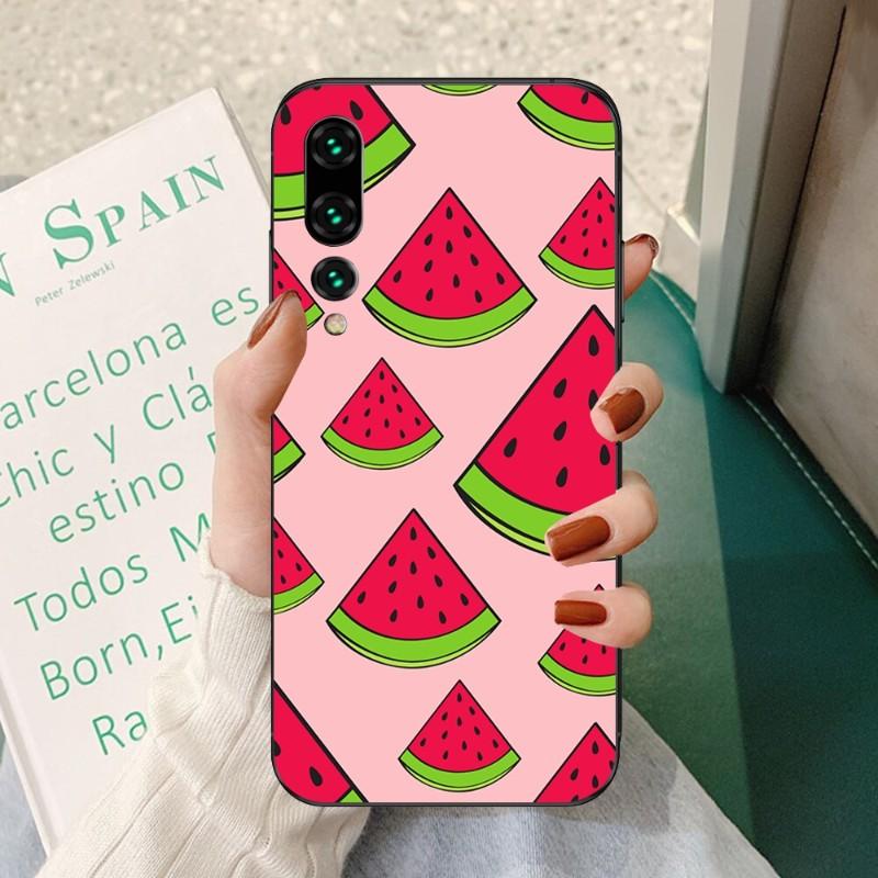 Watermelon Summer Fruit Phone Case For Huawei P50 P40 P30 Pro Lite P Smart 2021 2019 Magic 3 Soft Black Phone Cover