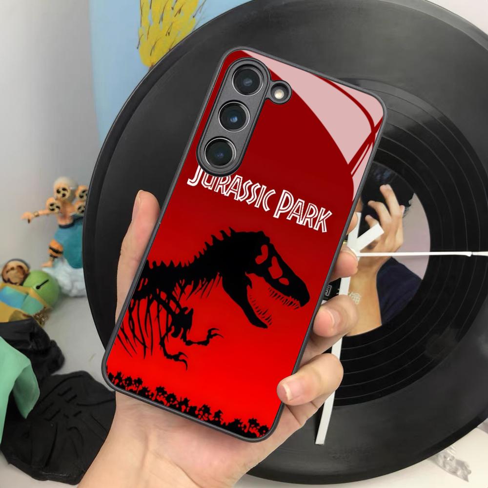 Jurassic Park Dinosaur Phone Case For Samsung Galaxy S25 S24 S23 S22 S20 S21 Note20 Ultra Plus Fe Colored Silver Cover