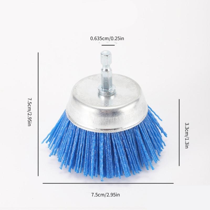 75mm Abrasive Filament Brush Electric Drill Brush 1/4Inch Handle for Efficient Sanding and Polishing Tasks