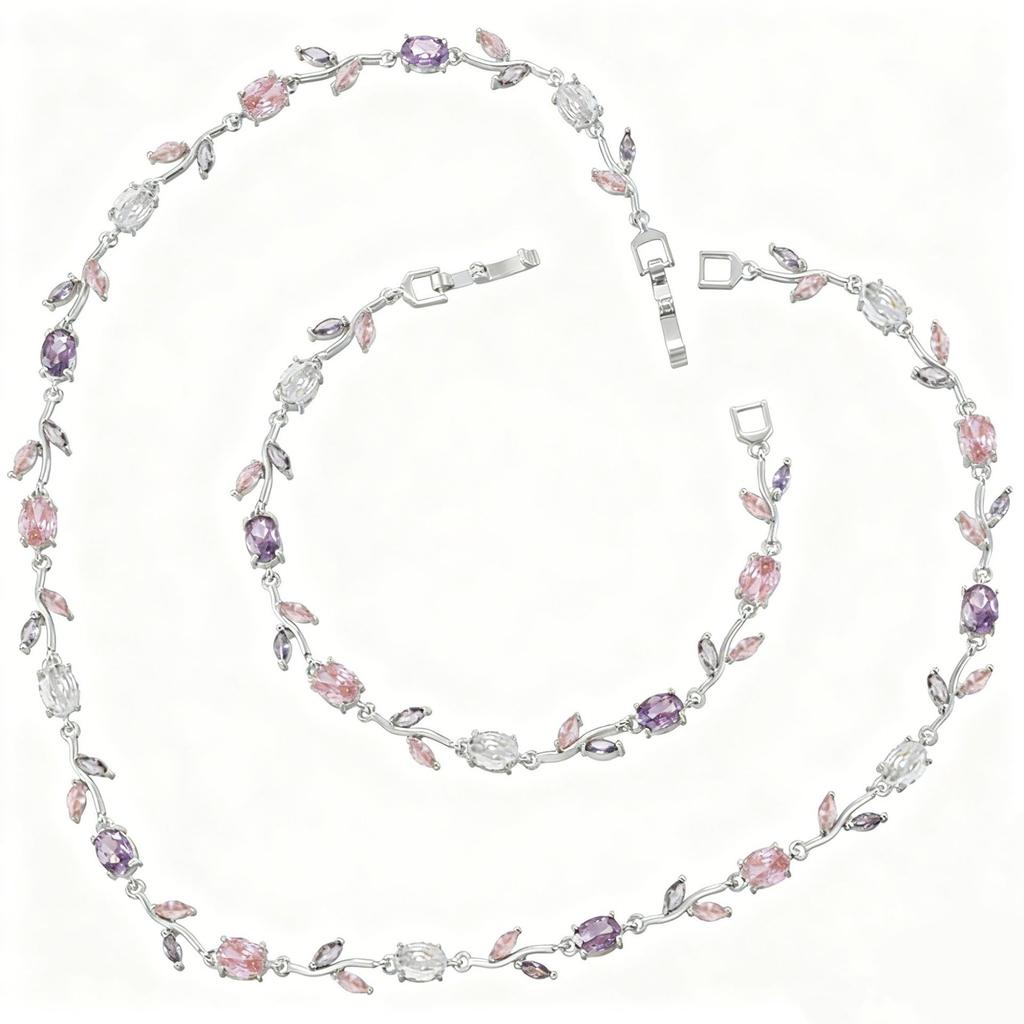 Light Luxury AAAAA Zircon Bracelet & Necklace Women's Exquisite Tulip Plant Design Jewelry Set