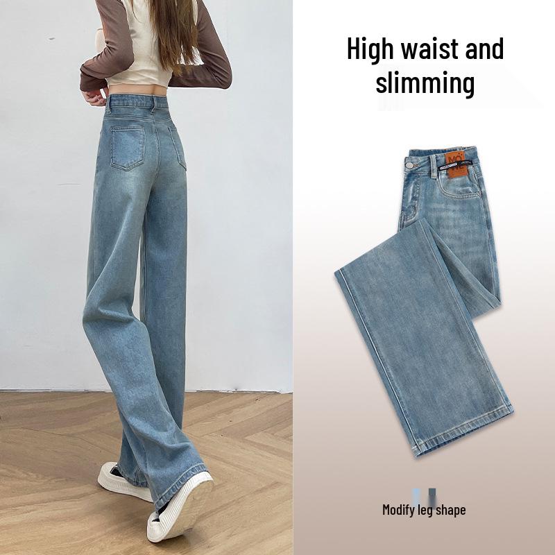 

Women s Plus Velvet High Waist Wide Leg Jeans - Retro Winter Dark Blue Slim Fit Pants 31 (136-145 lbs)