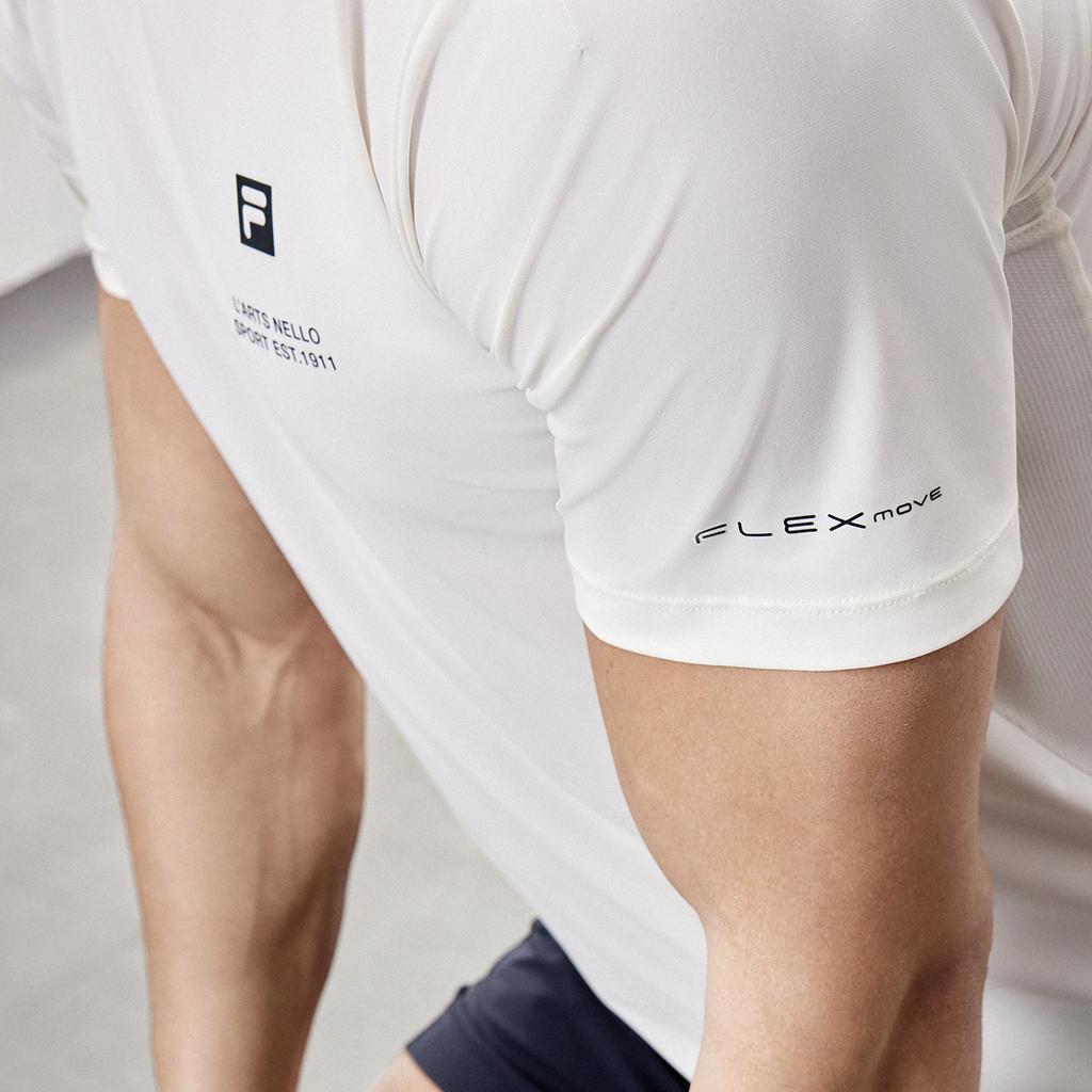 FILA Fitted Running Training Short Sleeve T-Shirt Men tops Starlight-White A11M421121FWT