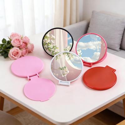 Foldable Plastic Pocket Mirror: Portable Round Makeup Mirror