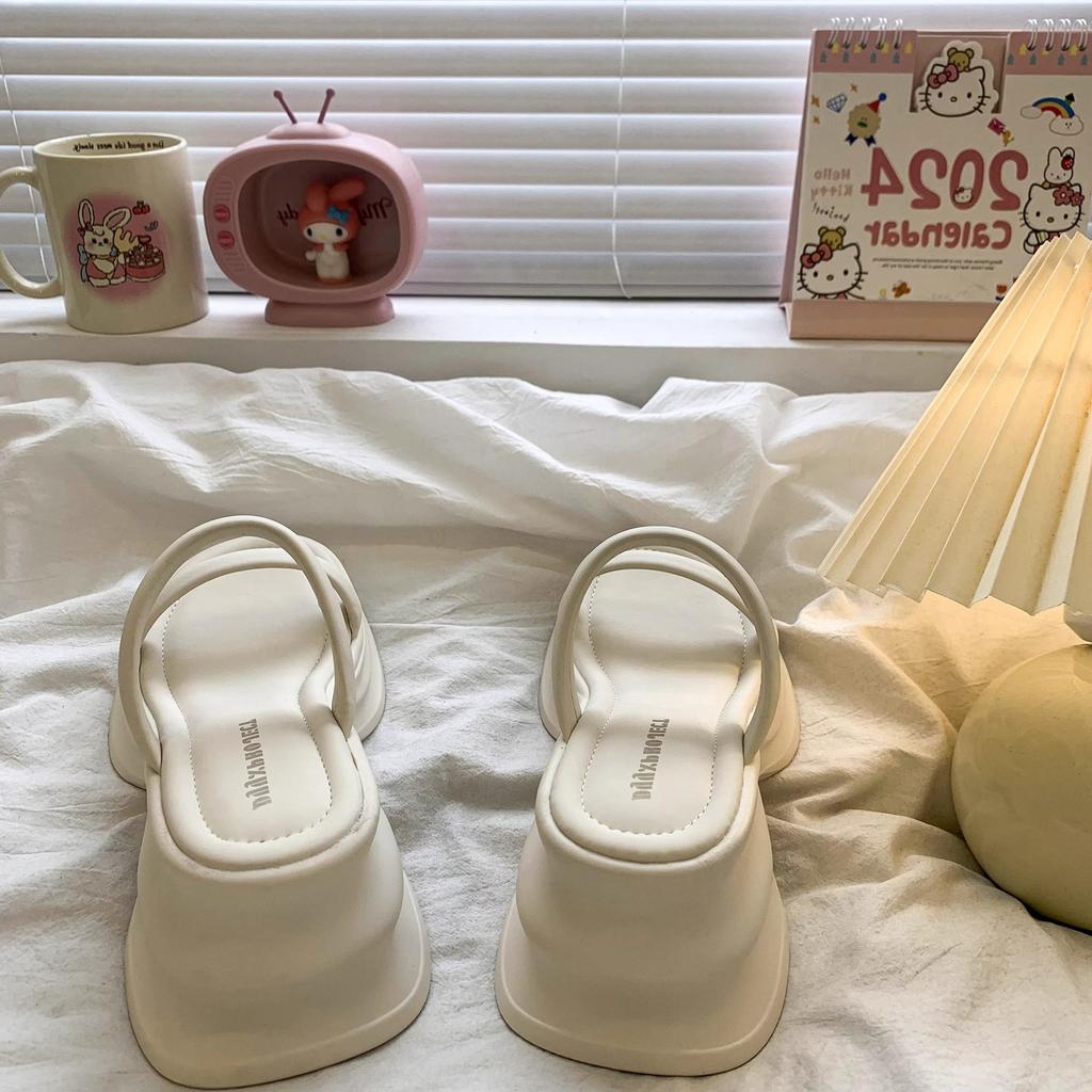 Thick-bottomed slope heel one-word slippers for women's outer wear 2025 summer new fashion casual versatile heightening beach cool slippers