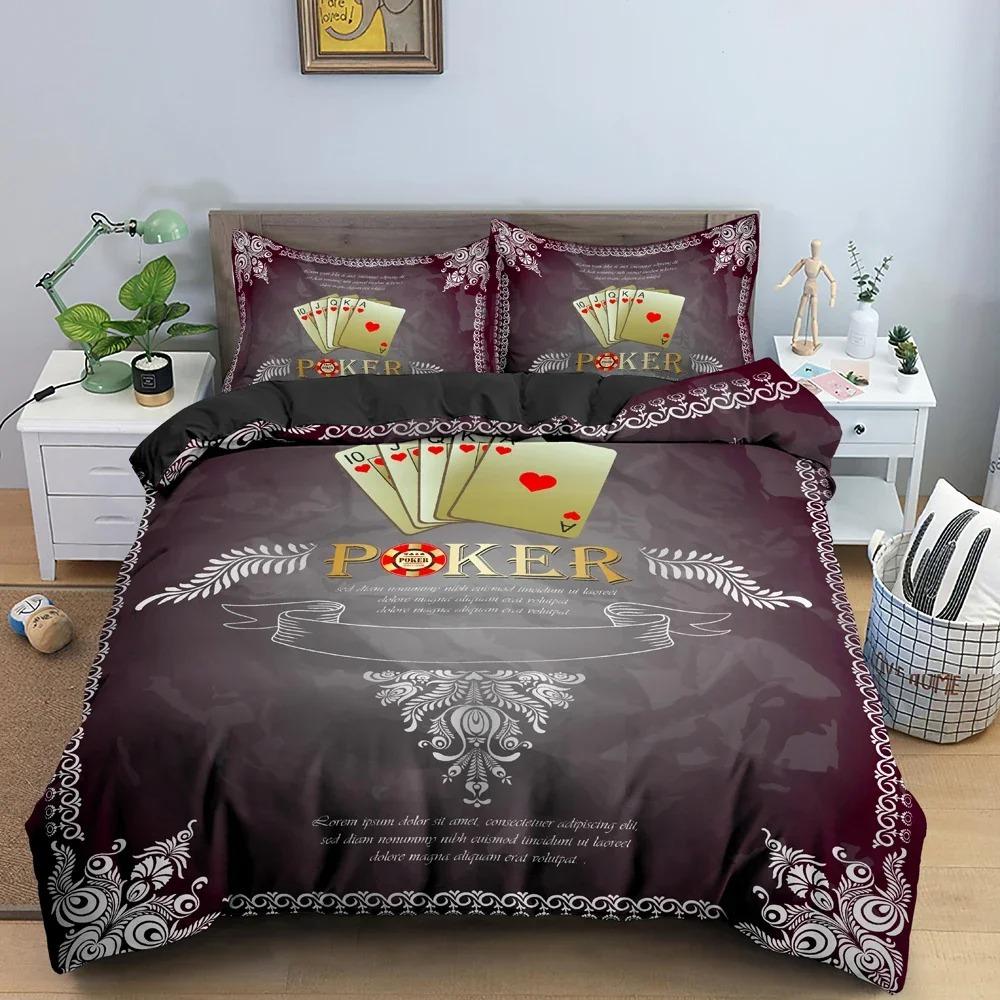 3D Playing Cards Pattern Bedding Set Luxury Cozy Duvet Cover Set King Queen Full Size Quilt Cover Pillowcase Bedclothes