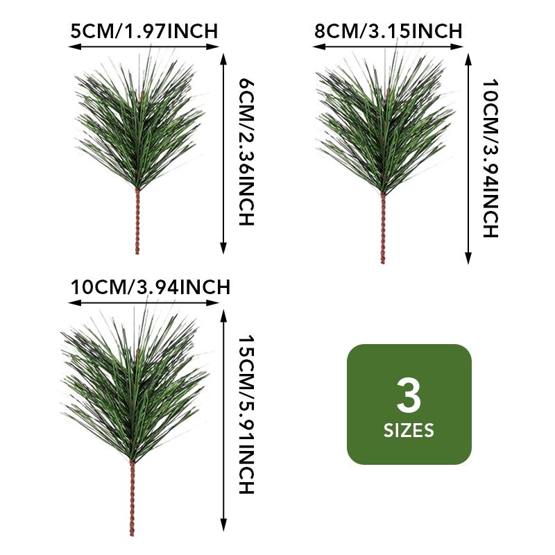Künstliche Grüne Kiefernadeln Zweige Kleine Äste Stiele Picks für Weihnachts-Blumenarrangements Kränze und Feiertagsdekorationen