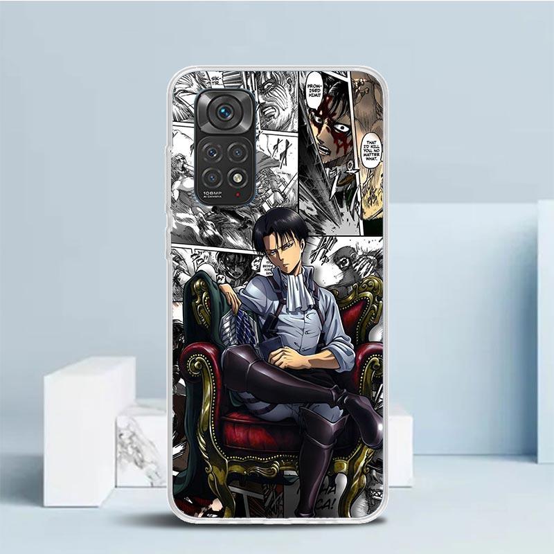 Attack Titan Levi Handyhülle für Xiaomi Redmi Note 15 14 14S 13 12S 12 Pro Plus 11S 11 11T 11E 10S 10 + Weiche TPU-Rückseite Redm