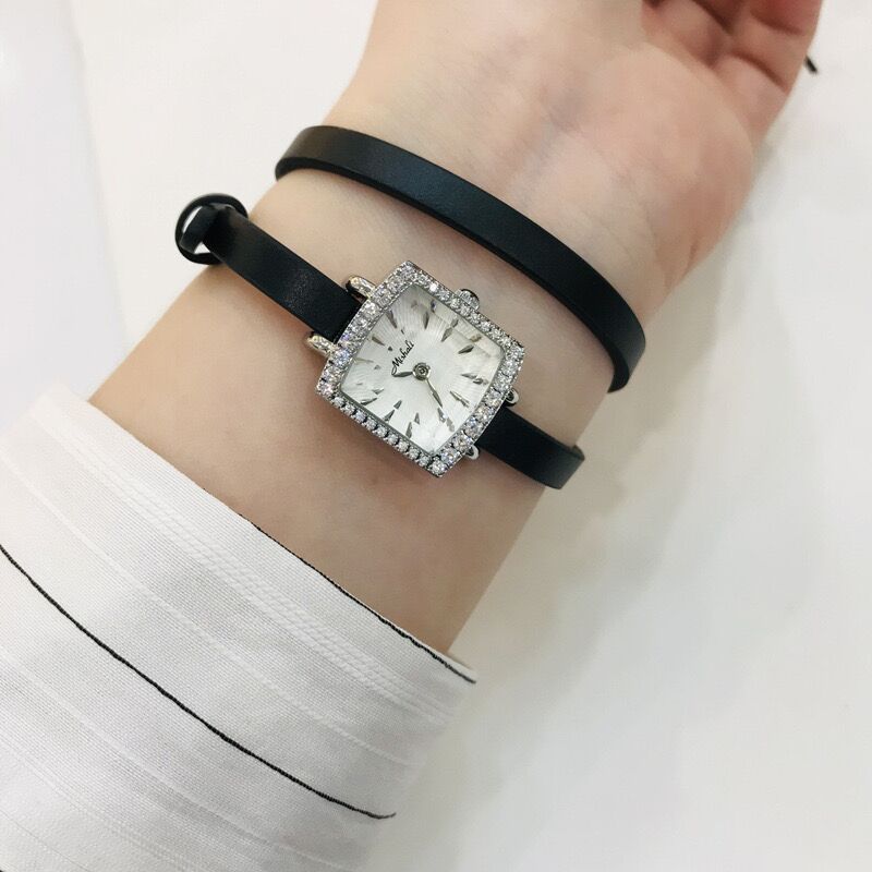 Correa de Reloj Creativa para Mujer Moda Reloj de Pulsera para Mujer Impermeable Cuadrado Pequeño Diamante Reloj de Cuarzo
