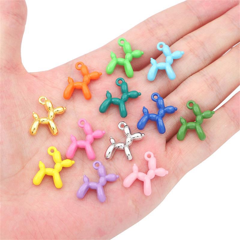 3D Colorful Balloon Puppy Alloy Pendant for DIY Jewelry Making