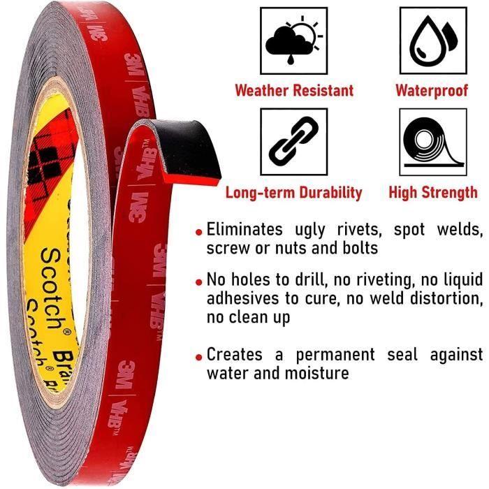 CANOPUS Ruban Adhésif Double Face 10mmx3m Noir, Étanche, Pour Bande LED, Décor De Maison Et Office, Automobiles