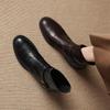 Krazing Pot Microfiber Winter Round Toe Western Boots Med Heels Zipper Women Metal Buckle British School Ankle Boots
