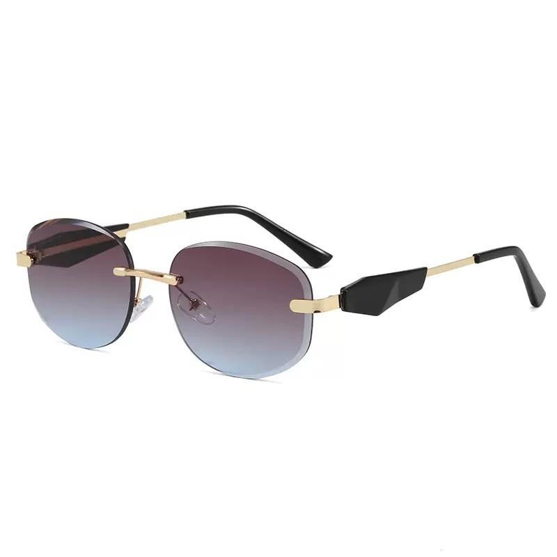 European Style Frameless Oval Sunglasses With Uv400 Protection For Fashion And Travel