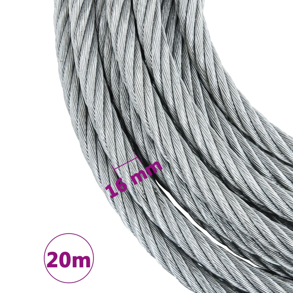 Vidaxl Cable de Acero para Cabrestante, 3200 kg, 20 m