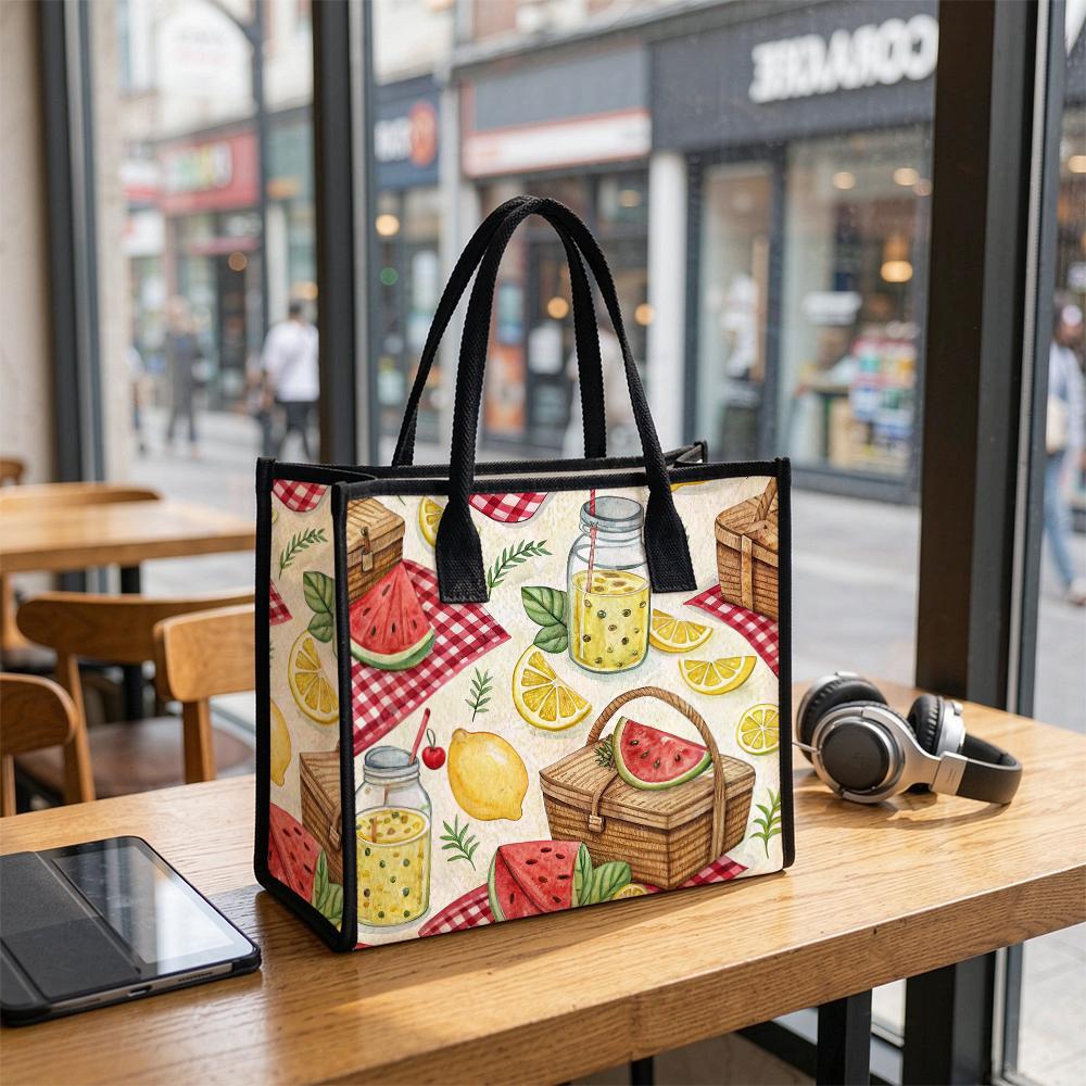 Summer Picnic Cute Print Casual Tote Bag Portable Large Daily Grocery Shoulder Handbag