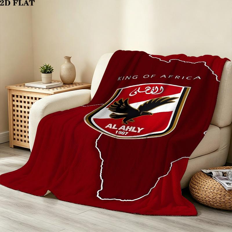 1PC Alahly Patterned Flannel Blanket Suitable For All Seasons For Home Decor Warmth And Comfort Gifts Holiday Present