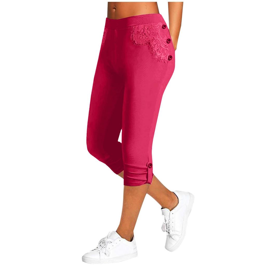 Women's Summer Drawstring Elastic High Waisted Capris Casual Slim Fit Wide Leg Pants Capris