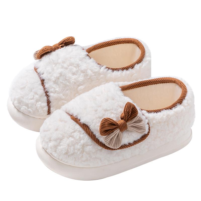 Women Cotton Slippers Plush Warm Thick Bottom Slides Breathable Soft Non-slip Slippers Indoor Outdoor Casual Slippers