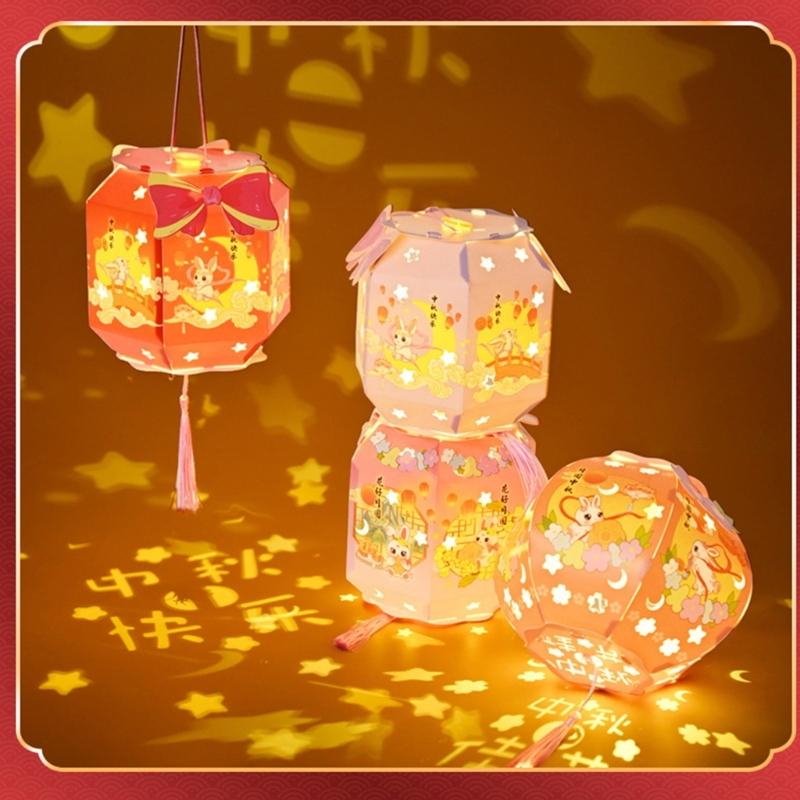 Traditional Chinese Lamp Festives Flower Light Set with Ropes and Embellishments for Crafting Hanging Decoration