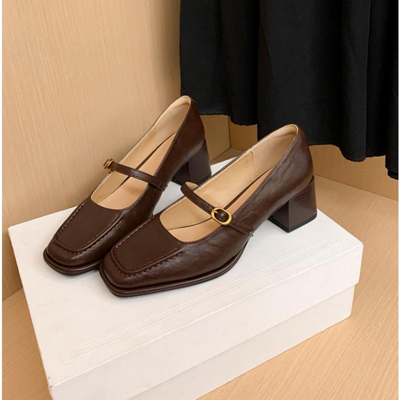 

High Quality Women Pumps Shoes Fashion Ankle Strap Ladies Shallow Dress Mary Jane Shoes Female Elegant High Heel Footwear 34