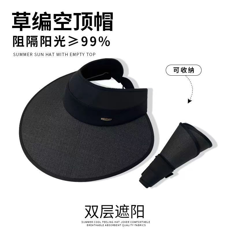 Sun protection cap Foldable sun hat Outdoor riding women's large brim Empty top cycling sun protection fisherman sun hat