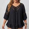 New Style Beach Dress for Plus-size Women, Knitted with Patches, Sexy Backless Frilled Short Beach Top