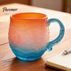Non-slip Handle Cup Sea Glass Sunset Mug Thickened with Wave Texture Gradient Color Drinking Water Non-Slip Glassware for Coffee Juice Iced