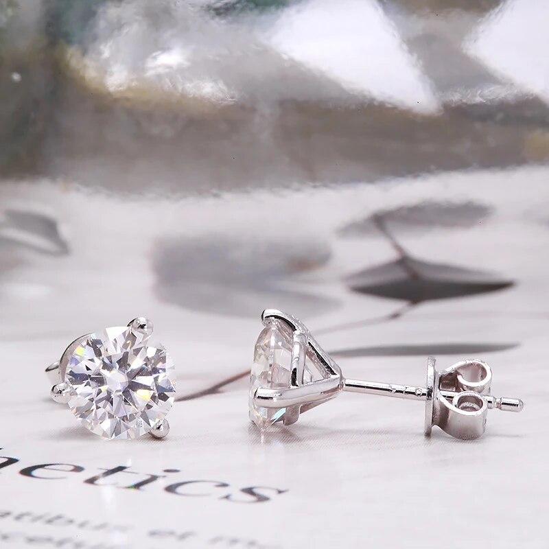 D color Moissanite Stud Earrings With GRA VVS1 4mm 6.5mm Silver 925 Real Classic Style Korean Trendy Women's Small Ear Stud