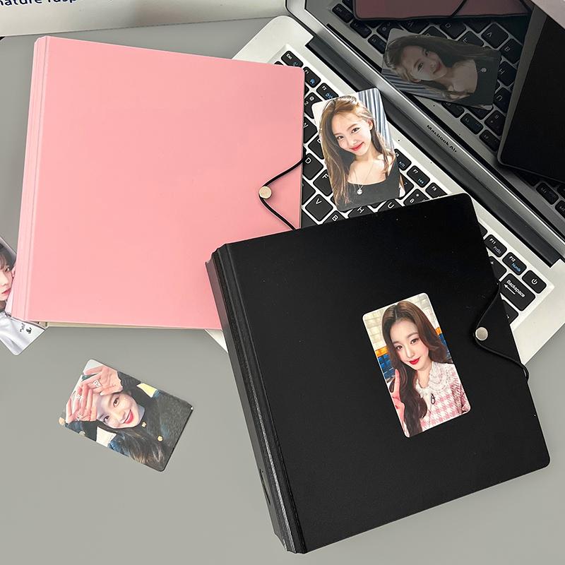 Kawaii 4 Grid Binder Kpop Po Card Collect Book Large Capacity Idol Po Album Pocards Holder Storage Book Stationery