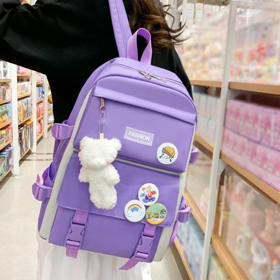 4 Pcs/Set Student Backpack Set Includes Crossbody Bag Pencil Case And Tutoring Bag Large Capacity