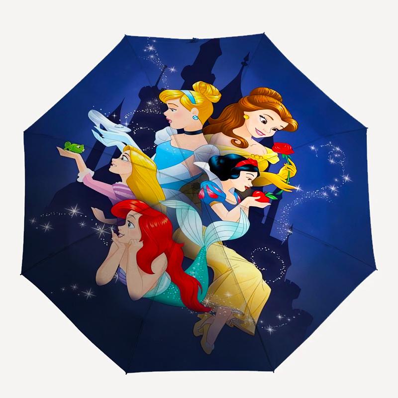 Princesses, Castle Automatic Opening and Closing Umbrella, Compact Travel Umbrella, Lightweight and Portable, Suitable for Beach Commuting B