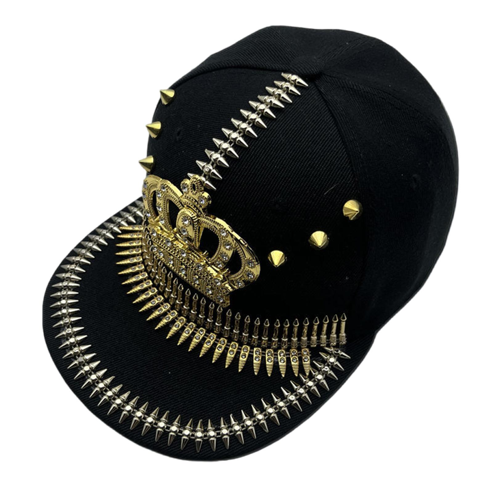 

Stylish Rivet Baseball Hat with Adjustable Buckle Duckbill Hat Punk Hip Hop Hat Men Baseball Hat For Party Music Concert G