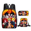 Naruto Naruto Rucksack Dreiteiliges Set, Schulranzen für Grund- und Sekundarschule, Umhängetasche, Messenger Bag, Federmäppchen.