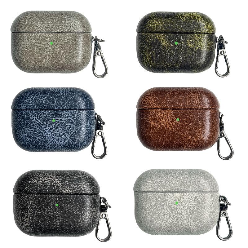 Oily leather retro leather pu imitation leather suitable for Apple airpodspro1 Apple 1st generation solid color earphone case