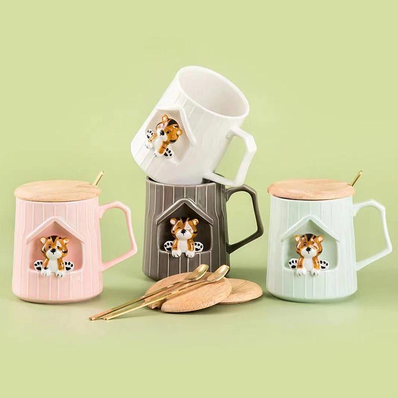 3D Tiger Cartoon Mug Original Mugs Coffee Cups Cup for Coffee Drinkware Mug With Lid Beautiful Tea Mugs Beer Funny Ceramic Cute