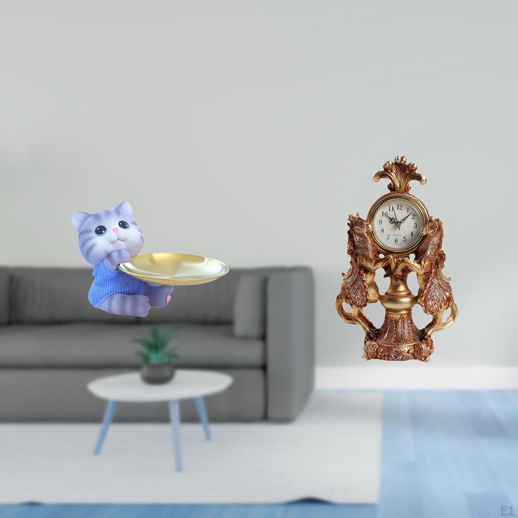 Modern Cat Horse Resin Statue Tray And Clock Figurine Home Decor Sculpture for Dining Table Living