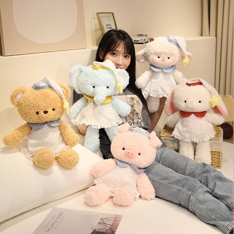Cartoon Cute Good Night Running Clothes Lamb Rabbit Lamb Doll Plush Toy Doll Children Sleeping with Doll