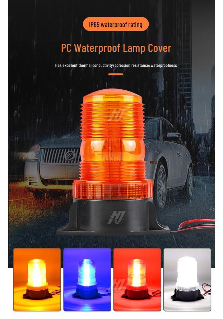 Forklift & Vehicle LED Warning Strobe Light, Yellow, 9-90V, for School Buses & Engineering Vehicles