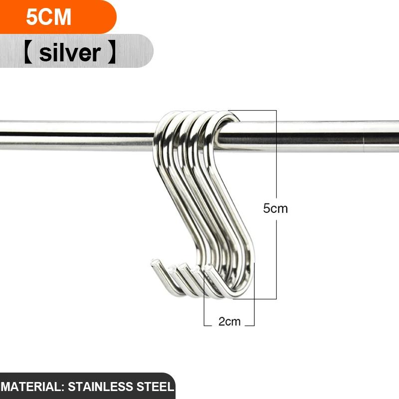 5/10pcs S-Shape Hook Stainless Steel Clothes Bags Towels Hanging Rack Multi-function Kitchen Bedroom S Hooks Railing Hanger