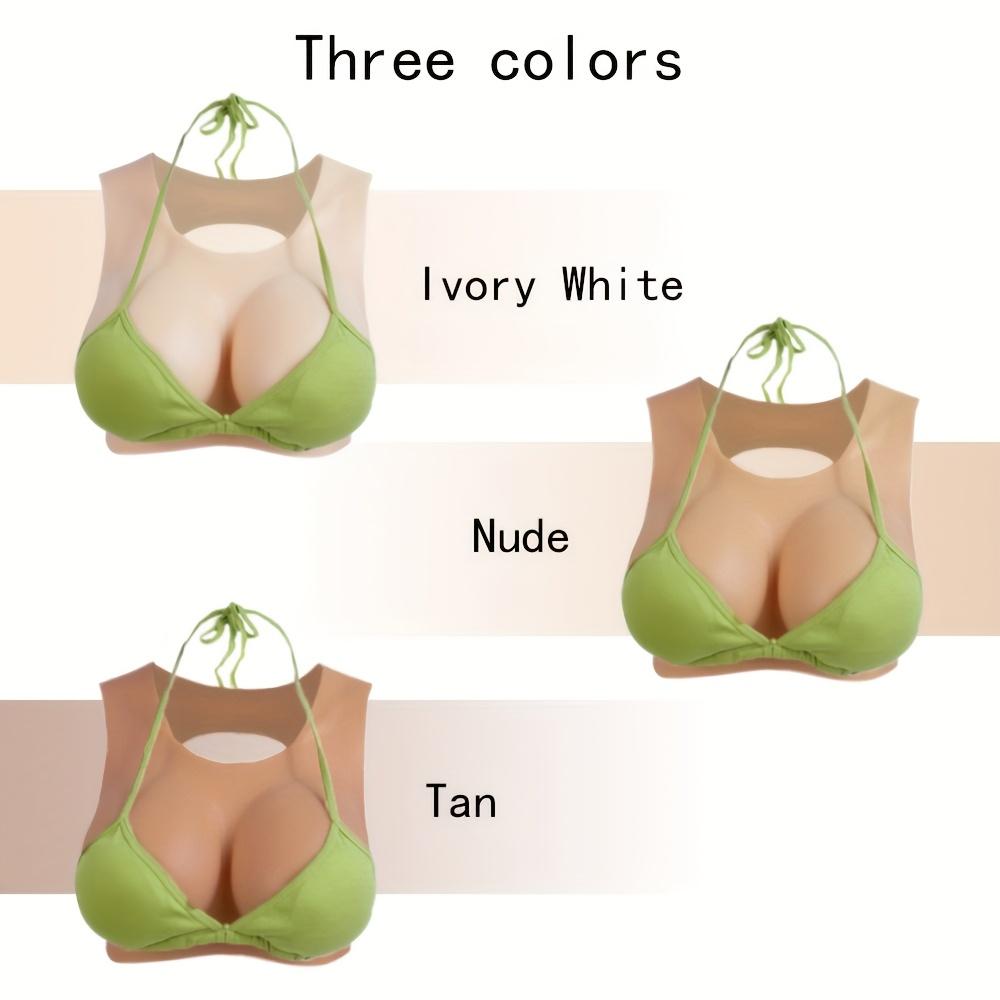 Silicone Fake Breast Plate  B/C/D/E/G Cup Round Neck Hollow  for Transgender People Crossdressers and Breast for Fashion and Comfort