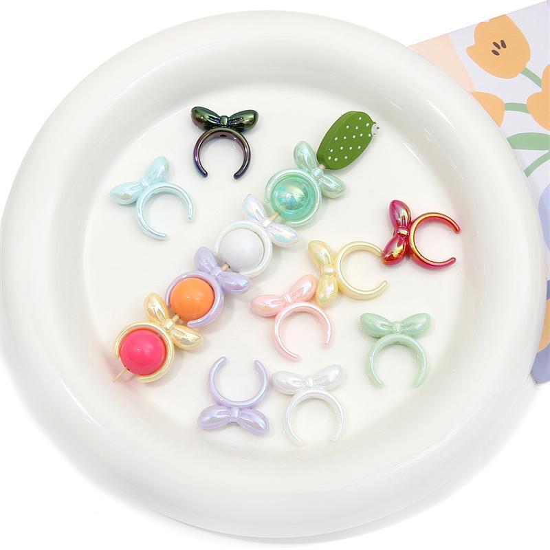 4pcs 25mm Acrylic Rabbit Bow Beads Charm for Necklace Keychain DIY Jewelry Craft Making