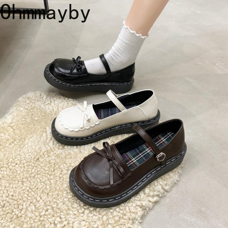 New Spring Lolita Women Mary Jane Shoes Concise Shallow Round Toe Shoes Ladies Concise Outdoor College Style Leather Shoes