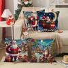 Santa Claus Christmas Pillowcase - Holiday Cushion Cover for Sofa & Lumbar Support