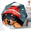 1PC Winter Pup Automatic Folding Umbrella, Portable & Foldable Design with 8 Ribs, 80