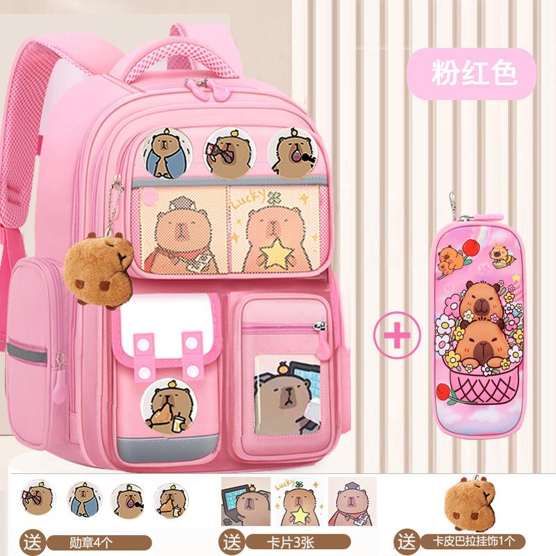 Cartoon Primary School Students Spine Care And Burden Reduction Schoolbag Capybara Grade 13 To 6 Boys Large Capacity