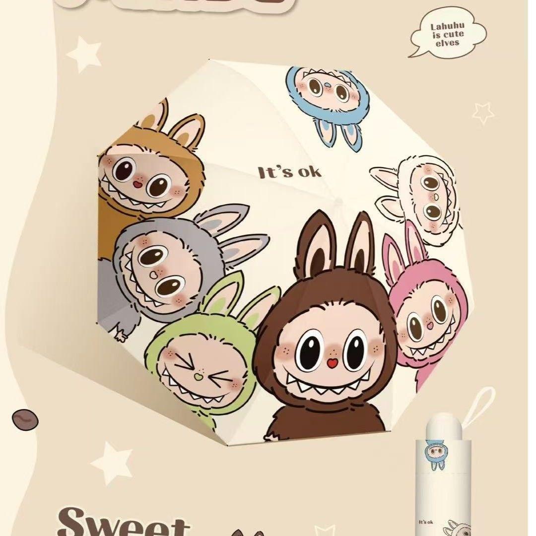 

Милый зонтик, Портативный ручной трехсложный зонт из черного винила для погоды и дождя Manual 3-fold umbrella