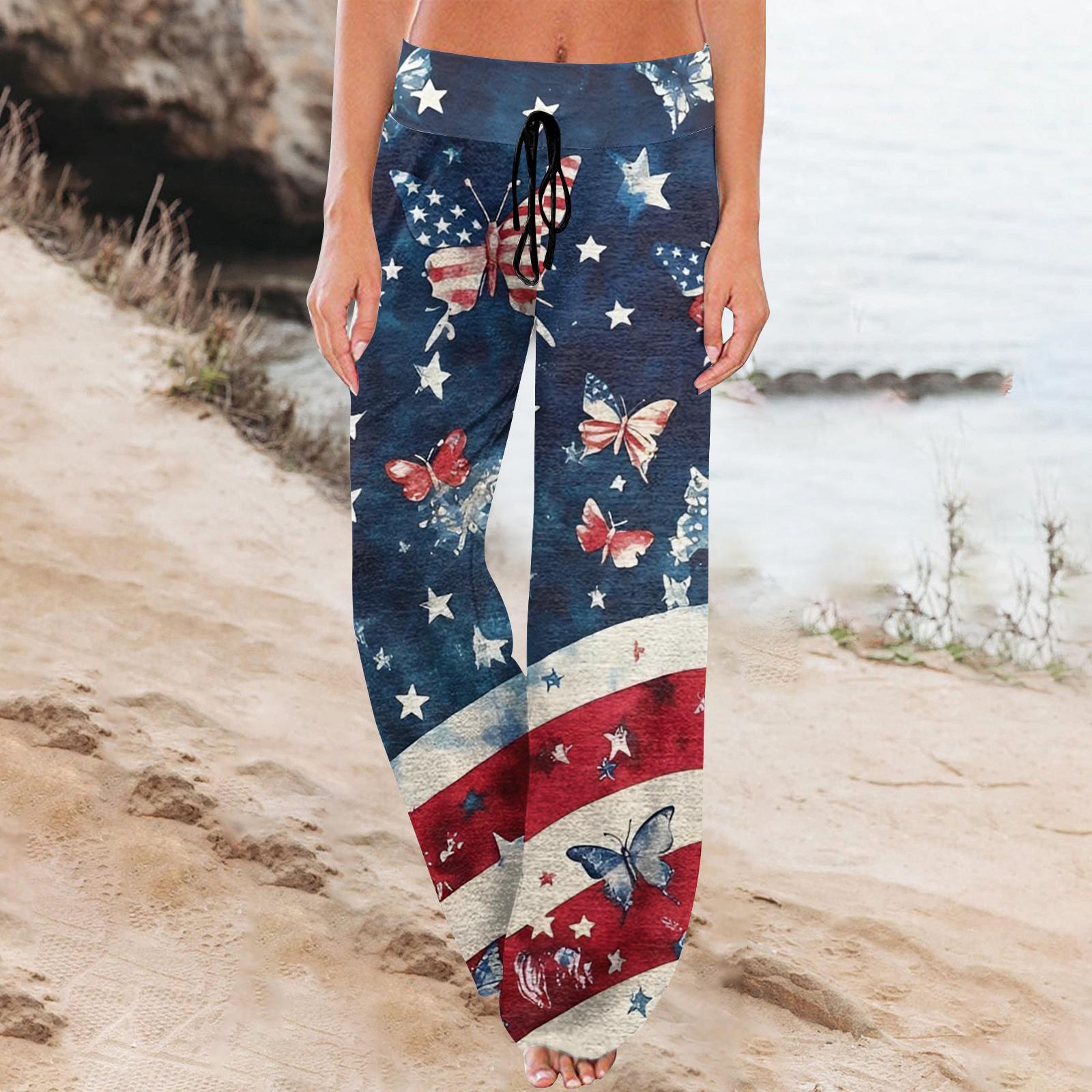 

Women s Fashion Loose-Fit Drawstring Elastic Waist Casual Printed Pants L Темно-синій