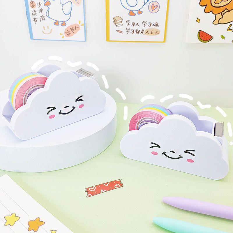 Cute Desk Accessories Office Stationery Tape Cutter Rainbow Cloud Tape Roller Safety Washi Tape Holder Adhesive Tape Dispenser