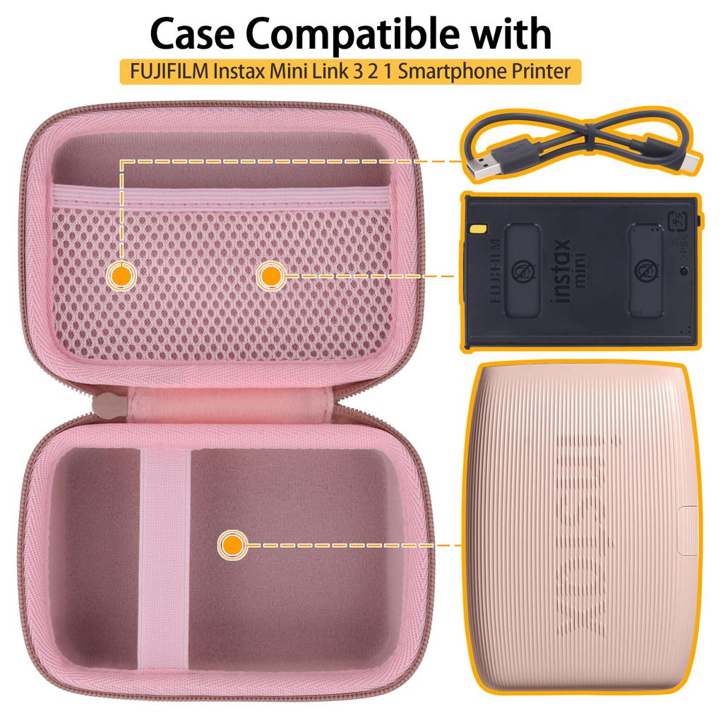 (Case Only) Fujifilm Instax Mini Link3 Smartphone Printer/Photo Printer Case, Pink - co2CREA