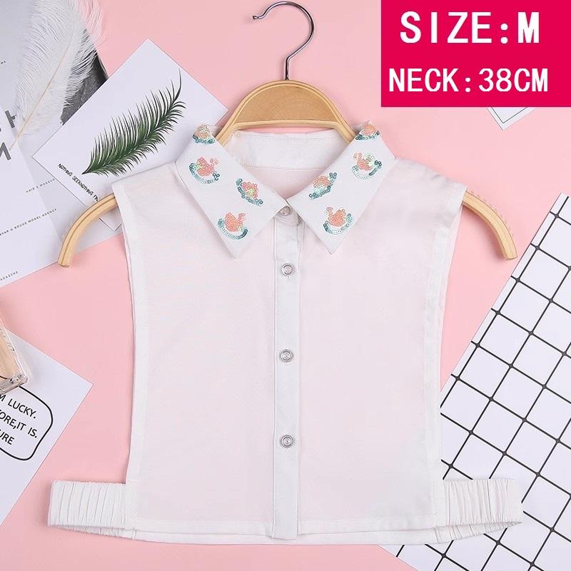 

White Watermelon Sequined Fake Collar Woman Detachable Collar Women Vintage Ladies False Blouse Collar Lapel Chiffon Half Shirt