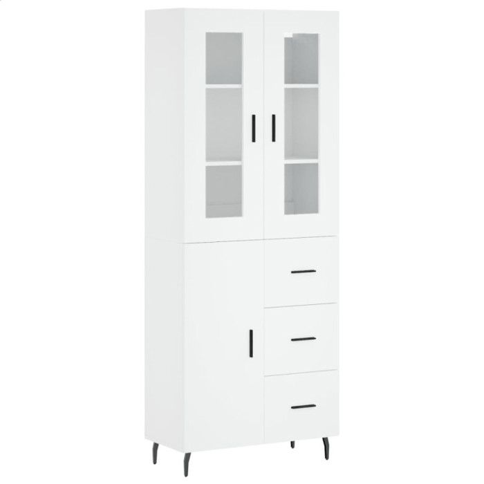 VidaXL Buffet haut Blanc 69,5x34x180 cm Bois d'ingénierie 3198481